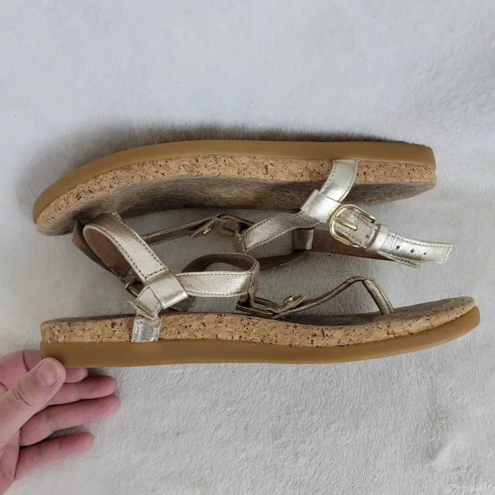 UGG Madeena Gold Leather Ankle Strappy Comfort Walking Sandals Size 9.5